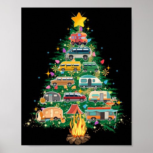 Poster Camper Christmas Tree Véhicules Camping Rving (Devant)