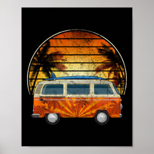 Poster Camper de surf Palm Tree coucher de soleil