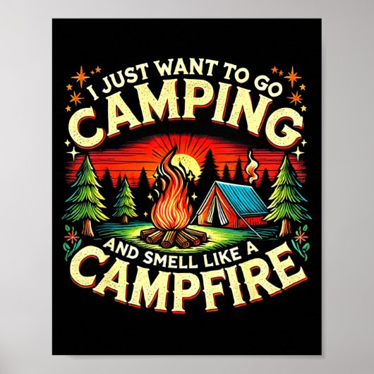 Poster Camper Funny Cute Camng Glamng Campfire Quote Camp (Devant)