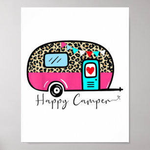 Poster Camper Happy Summer Camp Camping Leopard Funny Gla