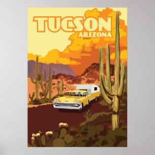 Poster Campeur de voyage 28"x20" - Tucson, Arizona
