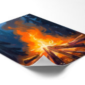 Poster Campfire Watercolor Forest Painting Art (Coin)