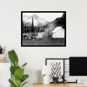 Poster Camping à Indian Henry, Mont Rainier, WA 1922 (Bureau à domicile)