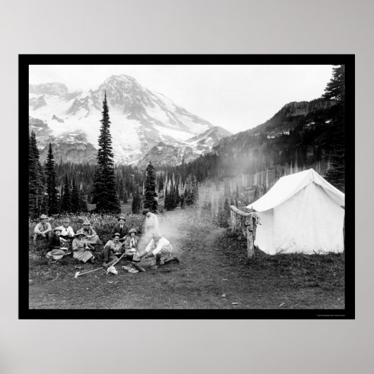 Poster Camping à Indian Henry, Mont Rainier, WA 1922 (Devant)