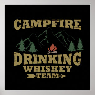 Poster camping and drinking