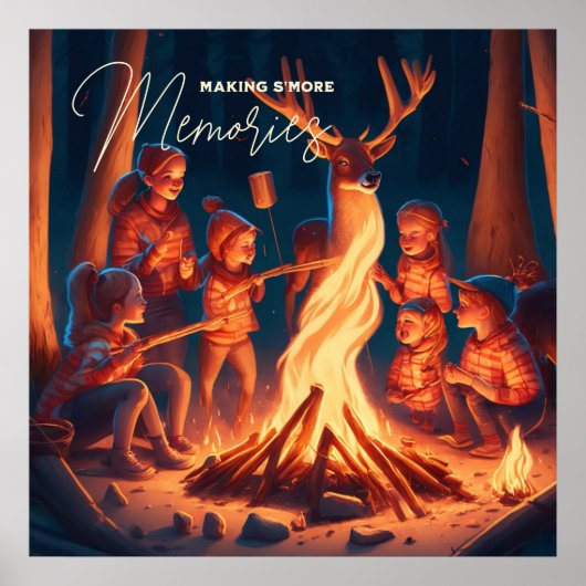 Poster Camping Art Thématique | Faire des S'mores (Devant)