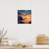 Poster Camping au lever du soleil (Cuisine)