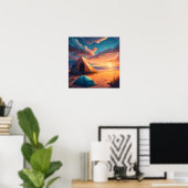 Poster Camping au lever du soleil (Bureau à domicile)