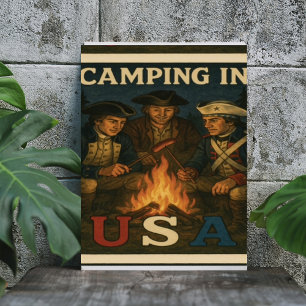 Poster Camping aux Etats-Unis 4 juillet