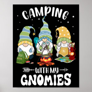 Poster Camping avec mes gnomes drôle de camp de gnomes