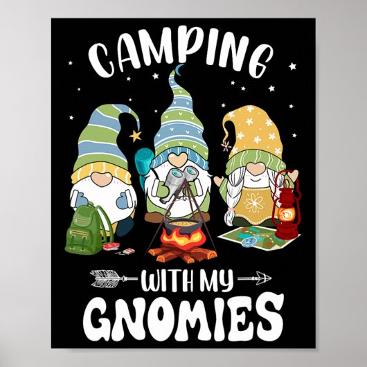 Poster Camping avec mes gnomes drôle de camp de gnomes (Devant)