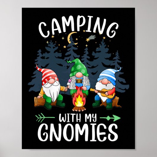Poster Camping avec mes gnomes drôle de camp de gnomes fe (Devant)