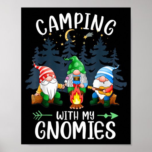 Poster Camping avec mes gnomes drôle de camp de gnomes fe (Devant)