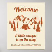 Poster Camping Baby shower Petit Camper Bois (Devant)