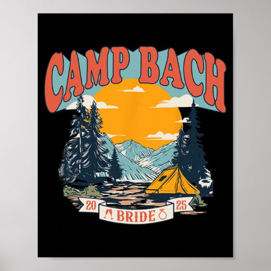 Poster Camping Bach Bride 2025 Camping Rétro Bachelorette (Devant)