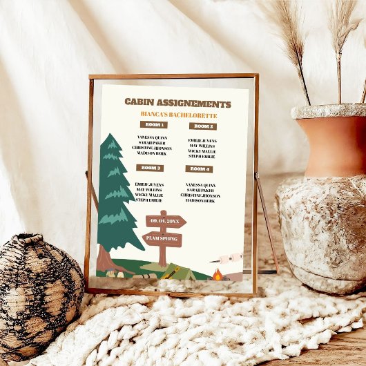 Poster Camping Bachelorette Cabine affectation IPgn
