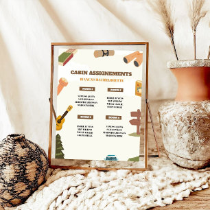 Poster Camping Bachelorette Cabine affectation IPgn