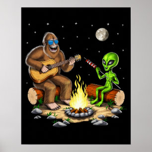 Poster Camping Bigfoot et Alien