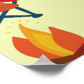 Poster Camping - caravane, chaises de camping, cheminée (Coin)