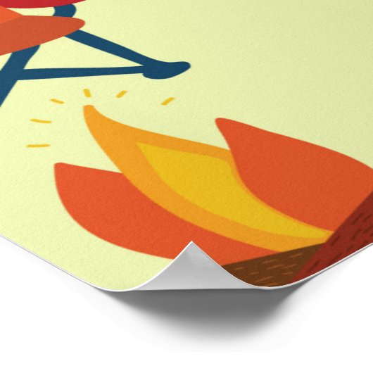 Poster Camping - caravane, chaises de camping, cheminée (Coin)