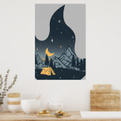 Poster Camping cool Camper Feu de Campement Sous Les Mont (Cuisine)