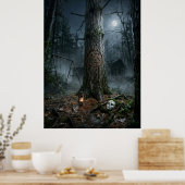Poster Camping dans la forêt hantée de minuit (Cuisine)