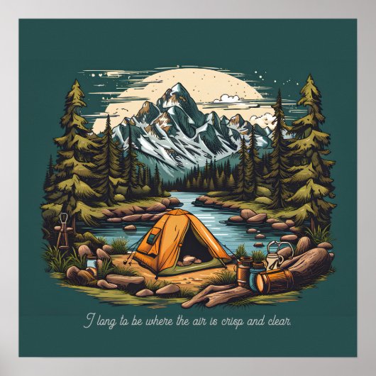 Poster Camping dans les Rocheuses Ajouter Texte Art (Devant)