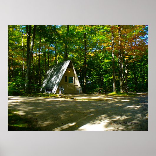 Poster Camping dans un Cabine A-Frame (Devant)