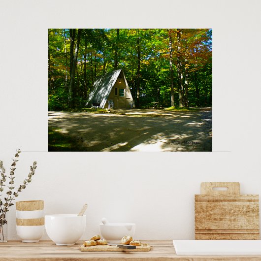 Poster Camping dans un Cabine A-Frame (Cuisine)