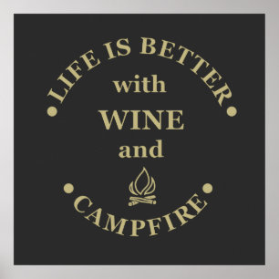 Poster Camping de fond et les paroles de vin