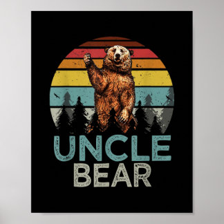 Poster Camping de jumelage de famille d'ours oncle vintag