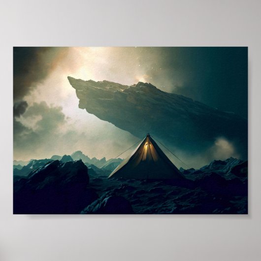 Poster Camping de tentes dans l'espace profond (Devant)