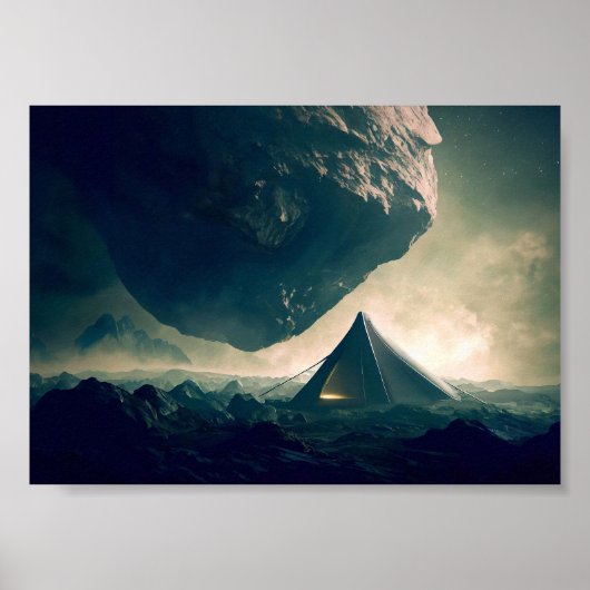 Poster Camping de tentes dans l'espace profond (Devant)