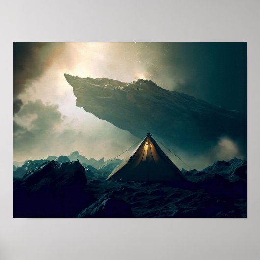Poster Camping de tentes dans l'espace profond (Devant)