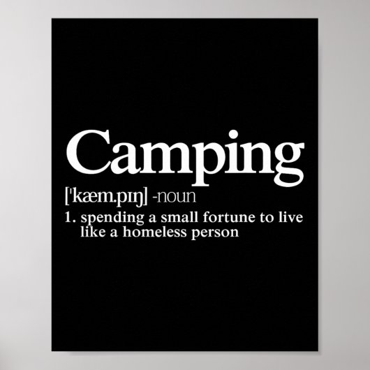 Poster Camping Definition - Funny Camper Saying (Devant)