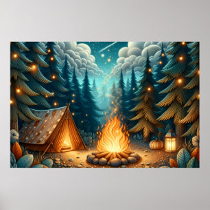 Poster Camping en forêt