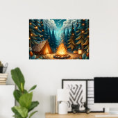 Poster Camping en forêt (Bureau à domicile)