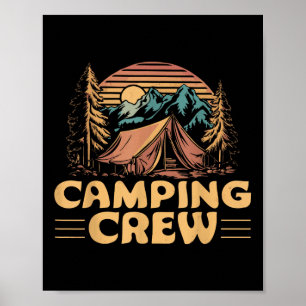 Poster Camping Équipe Famille Amis Hommes Femmes Enfants