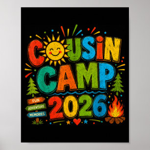 Poster Camping familial cousin vintage 2026 vacances fami