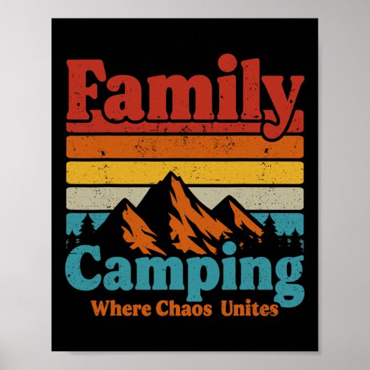 Poster Camping Famille Camping Chaos Unites Happy Camper  (Devant)
