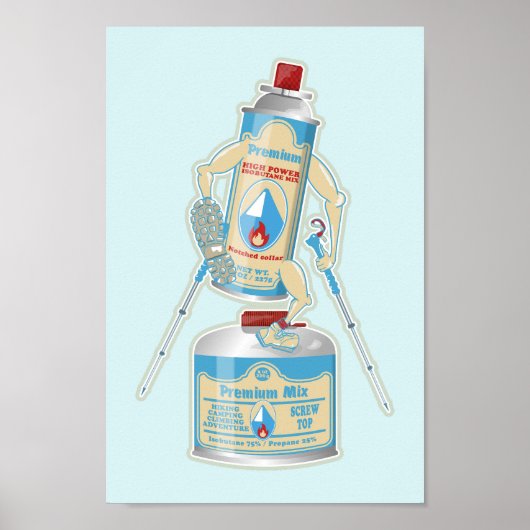 Poster Camping gaz caniseurs drôle randonnée (Devant)