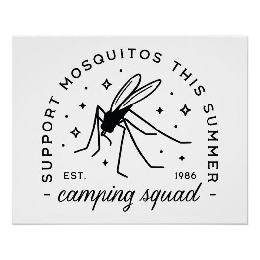 Poster Camping group mosquito funny summer camp trip (Devant)