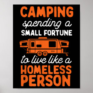 Poster Camping Pop Up Camper Rv Trailer Small Fortune