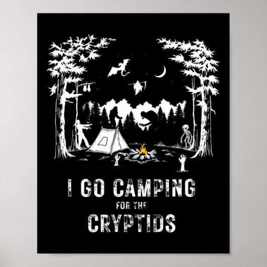 Poster Camping pour les cryptides Bigfoot Mothman Alien S (Devant)