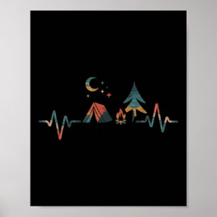 Poster Camping Rétro Extérieur Battement de Coeur Nature