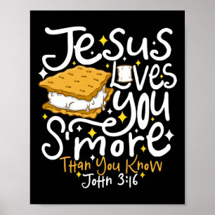 Poster Camping Smore Jésus t'aime Jean Verset de la Bible