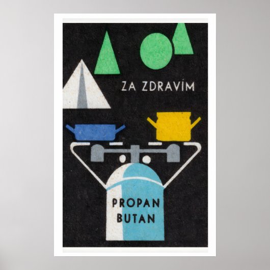 Poster Camping Stove Propane - Matchbox Print - Czech (Devant)