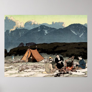 Poster Camping Sud du Japon Alpes Yoshida Hiroshi 1928