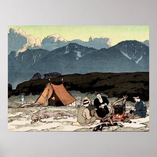 Poster Camping Sud du Japon Alpes Yoshida Hiroshi 1928 (Devant)