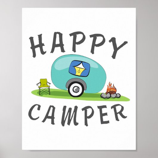 Poster Camping - Tee Camion Camping Bonheur (Devant)
